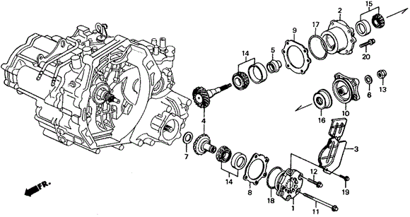 TRANSMISSION - AUTOMATIC/AT TRANSFER BEVEL GEAR 4WD for 1990 Honda CIVIC 5-DOOR #1
