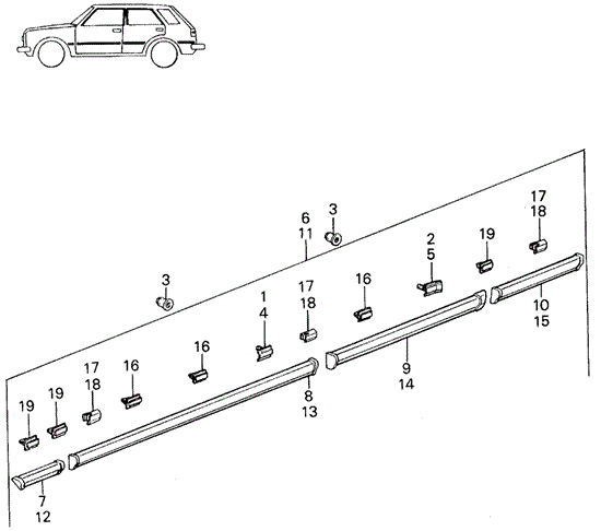 BODY / AIR CONDITIONING/SIDE PROTECTOR (2) for 1982 Honda CIVIC 5-DOOR #1