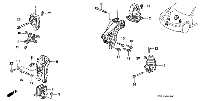 BODY / AIR CONDITIONING/ENGINE MOUNT (2) for 1997 Honda ACCORD COUPE #1