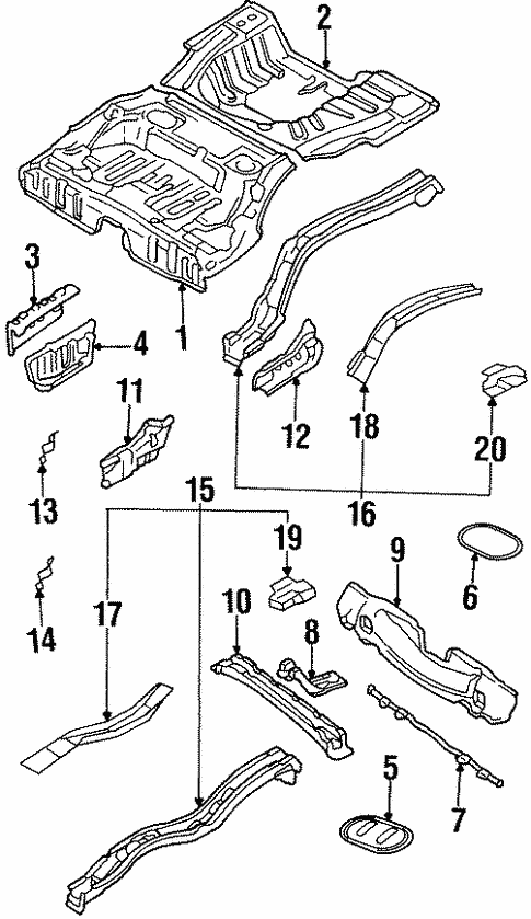 Rear Floor & Rails for 1995 Subaru Legacy #0