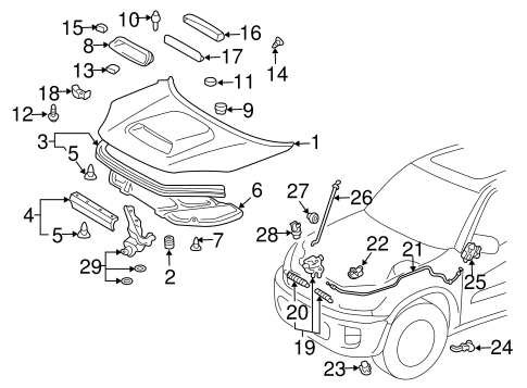 BODY/HOOD & COMPONENTS for 2005 Toyota RAV4 #2