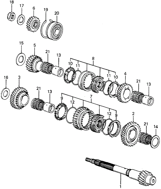 Transmission - Manual/5MT Countershaft - Counter Gears (1) for 1980 Honda CIVIC HATCHBACK #1