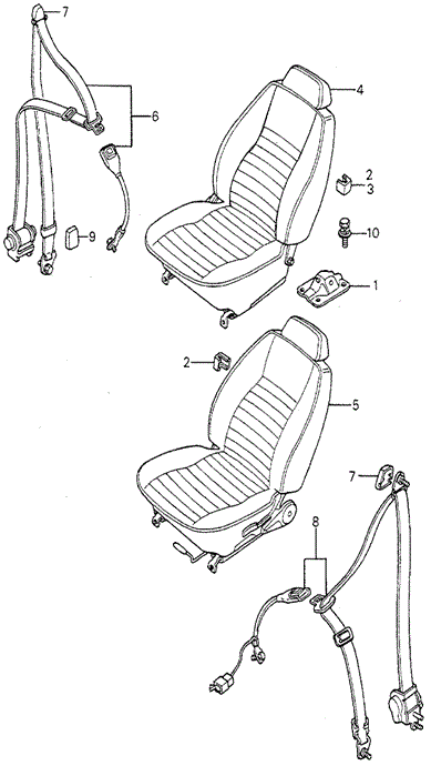 INTERIOR / BUMPER/FRONT SEAT - SEAT BELT (2) for 1981 Honda ACCORD SEDAN #1