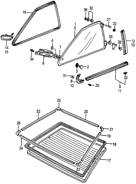 Body/Air Conditioning/Quarter Window - Tailgate Window for 1983 Honda ACCORD HATCHBACK #1