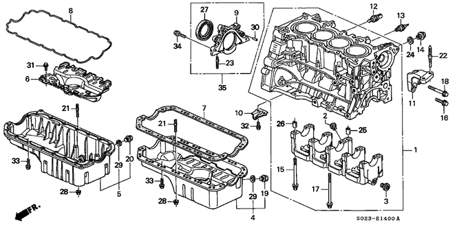 Engine/Cylinder Block - Oil Pan (SOHC) for 1996 Honda CIVIC COUPE #1