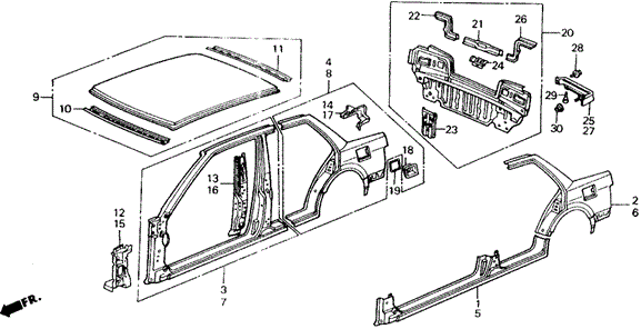 1990 Honda CIVIC SEDAN LX PANEL SET, R. FR. (OUTER) - (04635SH1A50ZZ) 1990 Honda CIVIC SEDAN LX PANEL SET, R. FR. (OUTER) - (04635SH1A50ZZ)