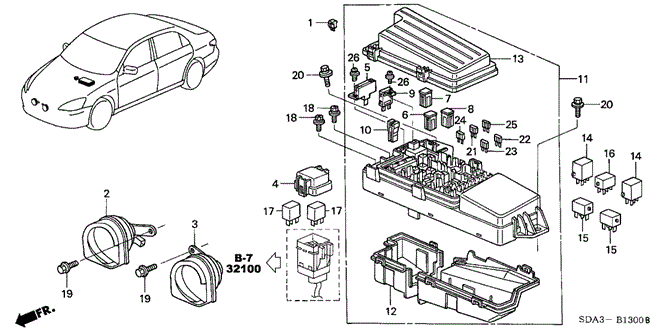 ELECTRICAL / EXHAUST / HEATER / FUEL/CONTROL UNIT (ENGINE ROOM) for 2006 Honda ACCORD SEDAN #1
