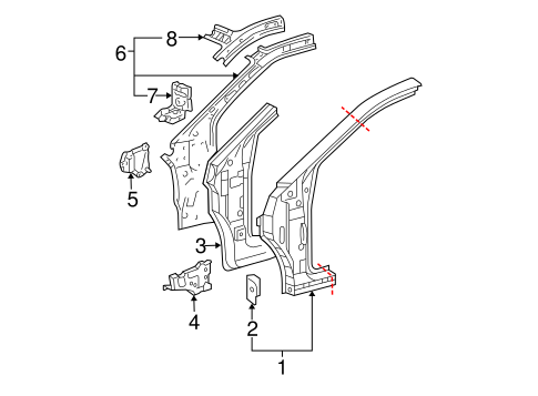 Body/Hinge Pillar for 2006 Toyota Highlander #1