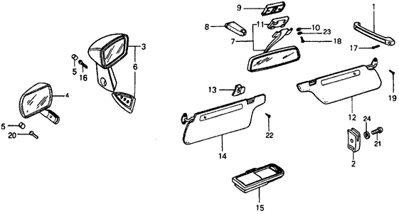 INTERIOR / BUMPER/INTERIOR ACCESSORIES - DOOR MIRROR for 1976 Honda CIVIC COUPE #1