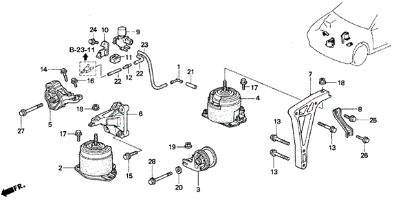 BODY / AIR CONDITIONING/ENGINE MOUNT (V6) for 1995 Honda ACCORD SEDAN #1