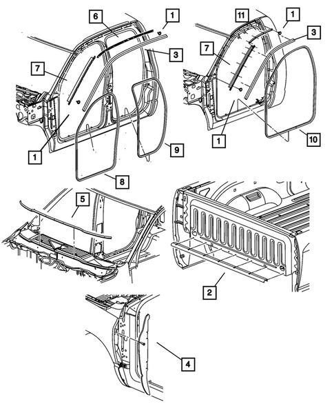 Body Structure Welds, Weatherstrips, Seals, Sealers and Adhesives for 2009 Dodge Dakota #0