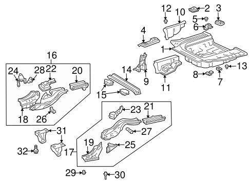 BODY/REAR FLOOR & RAILS for 2001 Toyota Prius #1