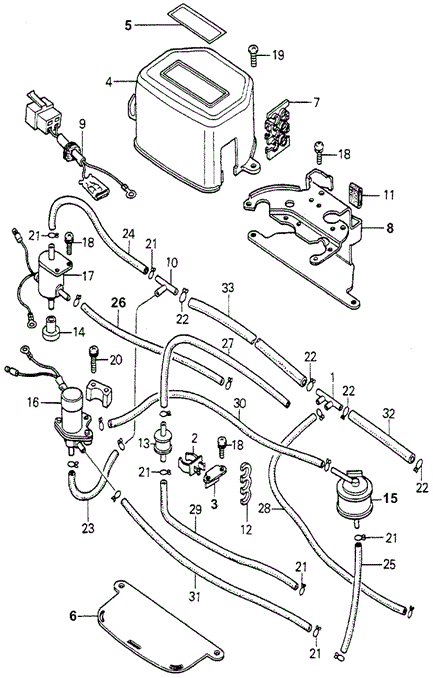 Electrical/Exhaust/Heater/Fuel/Control Box - Valve - Tubing (1) ('79) (KA) for 1979 Honda ACCORD SEDAN #1
