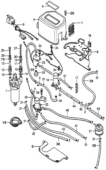 Electrical/Exhaust/Heater/Fuel/5MT Control Box - Valve - Tubing ('79) (KL/KH) for 1979 Honda ACCORD SEDAN #1