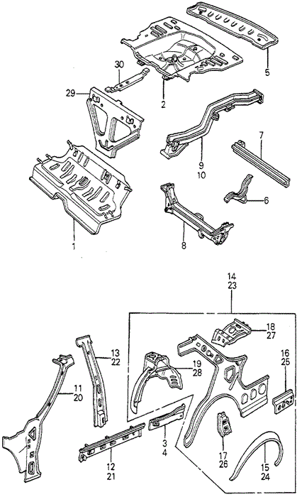 Body/Air Conditioning/Body Structure Components (5) for 1981 Honda ACCORD SEDAN #1