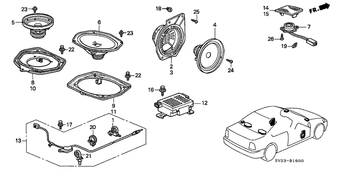 ELECTRICAL / EXHAUST / HEATER / FUEL/RADIO ANTENNA - SPEAKER (1) for 1997 Honda ACCORD COUPE #1