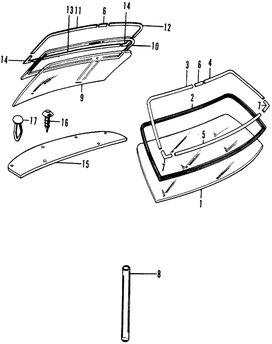 BODY / AIR CONDITIONING/WINDSHIELD - REAR WINDOW for 1975 Honda CIVIC 1200 HATCHBACK #1