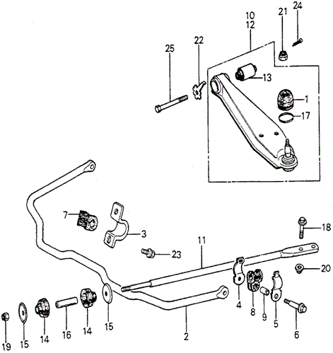 CHASSIS/FRONT LOWER ARM - STABILIZER for 1981 Honda ACCORD SEDAN #1