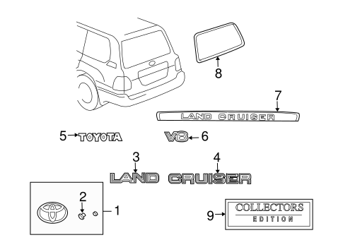 Exterior Trim - Lift Gate for 2001 Toyota Land Cruiser #0