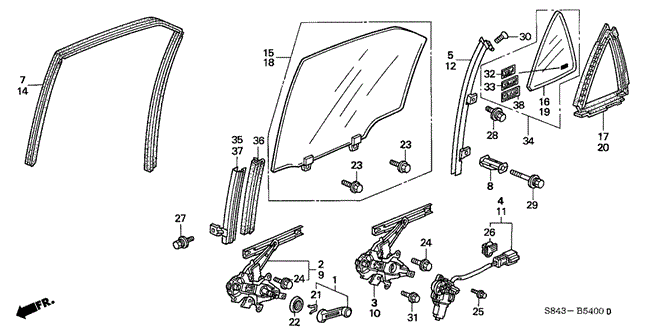 BODY / AIR CONDITIONING/REAR DOOR WINDOWS for 2001 Honda ACCORD SEDAN #1