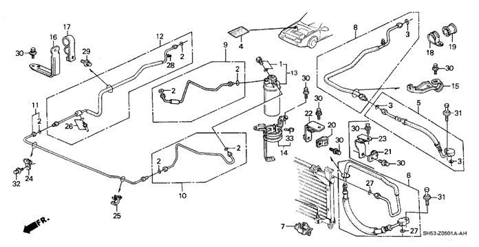 BODY / AIR CONDITIONING/A/C HOSES - PIPES (2) for 1990 Honda CIVIC 5-DOOR #1