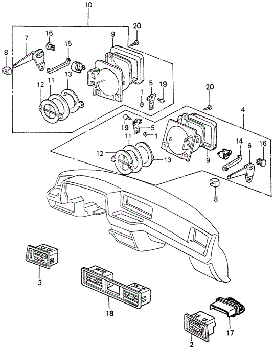 INTERIOR / BUMPER/FRESH AIR VENTS (2) for 1982 Honda CIVIC 5-DOOR #1