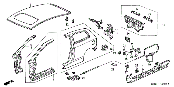 BODY / AIR CONDITIONING/OUTER PANEL for 2003 Honda CIVIC HATCHBACK #1