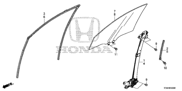 Front Door Glass - Regulator for 2015 Honda Accord #0