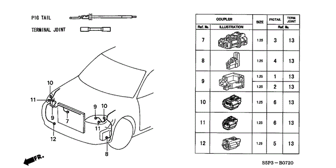ELECTRICAL / EXHAUST / HEATER / FUEL/ELECTRICAL CONNECTORS (FR.) for 2003 Honda CIVIC COUPE #1
