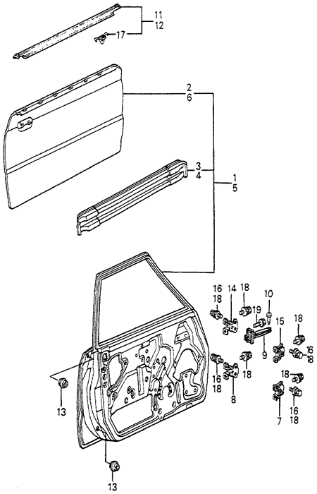 BODY / AIR CONDITIONING/FRONT DOOR PANELS 4DR for 1984 Honda ACCORD SEDAN #1