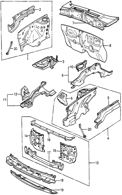BODY / AIR CONDITIONING/BODY STRUCTURE COMPONENTS (1) for 1981 Honda ACCORD SEDAN #1