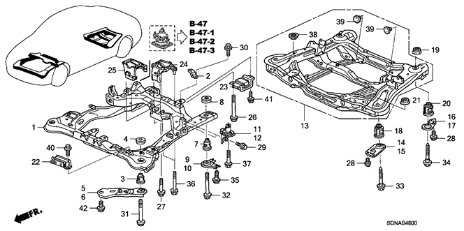 Body/Air Conditioning/Front Sub Frame - Rear Beam for 2007 Honda ACCORD COUPE #1