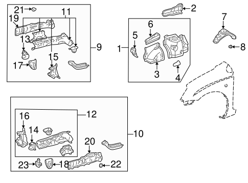 BODY/STRUCTURAL COMPONENTS & RAILS for 2001 Toyota Prius #1