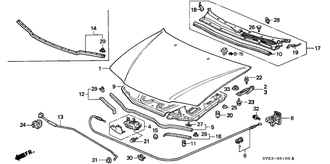 BODY / AIR CONDITIONING/ENGINE HOOD for 1997 Honda ACCORD COUPE #1