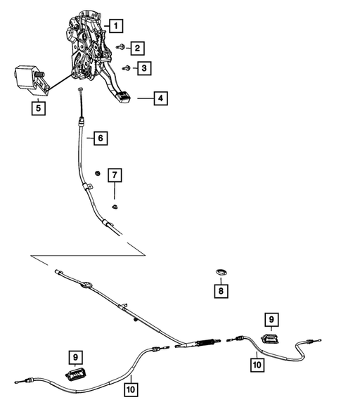 Parking Brake Lever, Cables, and Rear Disc Park Brake Assembly for 2012 Jeep Grand Cherokee #0