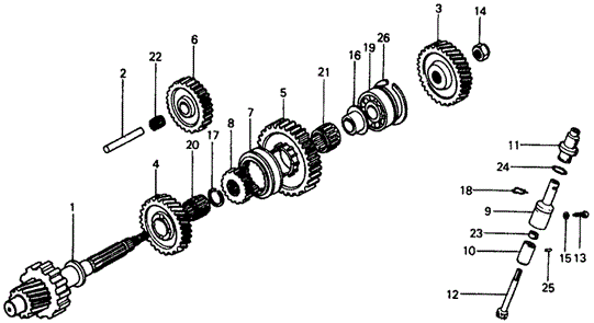 TRANSMISSION - HONDAMATIC/HMT COUNTERSHAFT for 1977 Honda CIVIC HATCHBACK #1
