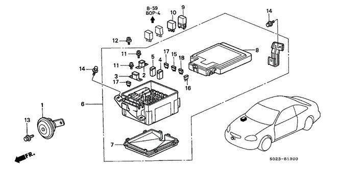 ELECTRICAL / EXHAUST / HEATER / FUEL/CONTROL UNIT (ENGINE ROOM) for 2000 Honda CIVIC COUPE #1