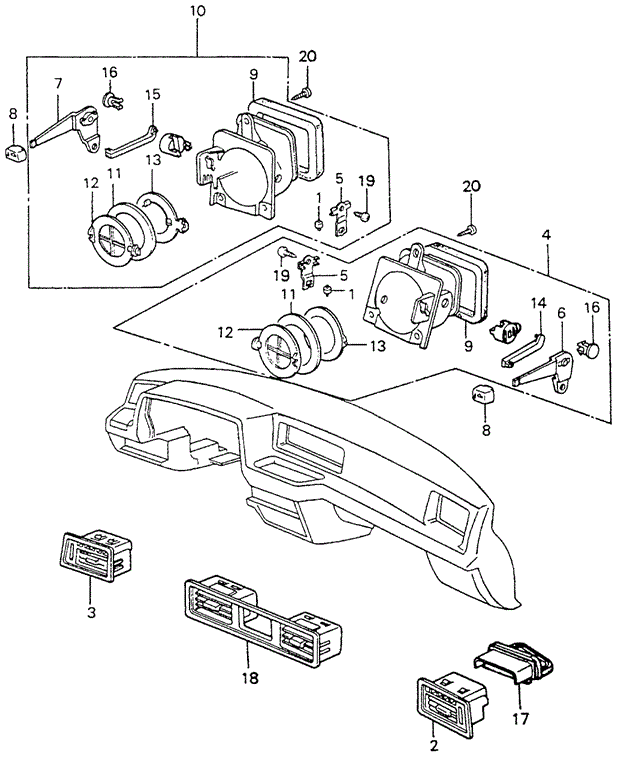 INTERIOR / BUMPER/FRESH AIR VENTS ('82-'83) for 1982 Honda CIVIC SEDAN #1