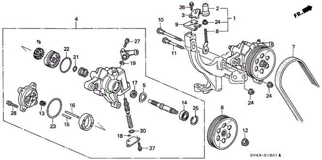 ENGINE/P.S. PUMP - BRACKET (V6) for 1995 Honda ACCORD SEDAN #1