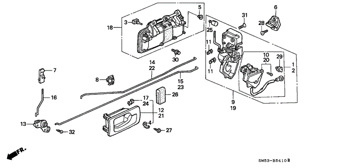 BODY / AIR CONDITIONING/REAR DOOR LOCKS for 1993 Honda ACCORD 5-DOOR #1