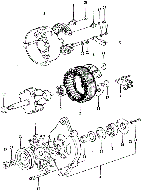 ENGINE/ALTERNATOR COMPONENTS for 1975 Honda CIVIC 1200 HATCHBACK #1