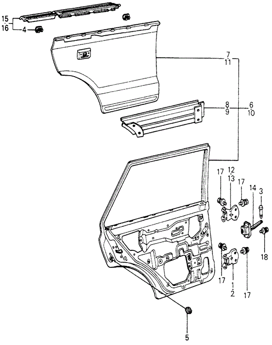 BODY / AIR CONDITIONING/REAR DOOR PANELS for 1982 Honda CIVIC 5-DOOR #1