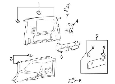 BODY/INTERIOR TRIM - QUARTER PANELS for 1996 Toyota RAV4 #1