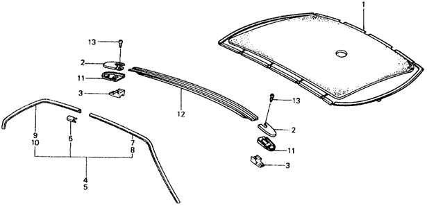 1979 Honda CIVIC 1200 COUPE ** (1200) MOLDING, R. RR. DRIP - (71813634010) 1979 Honda CIVIC 1200 COUPE ** (1200) MOLDING, R. RR. DRIP - (71813634010)