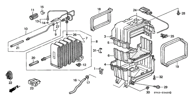 BODY / AIR CONDITIONING/A/C COOLING UNIT for 1996 Honda ACCORD SEDAN #1