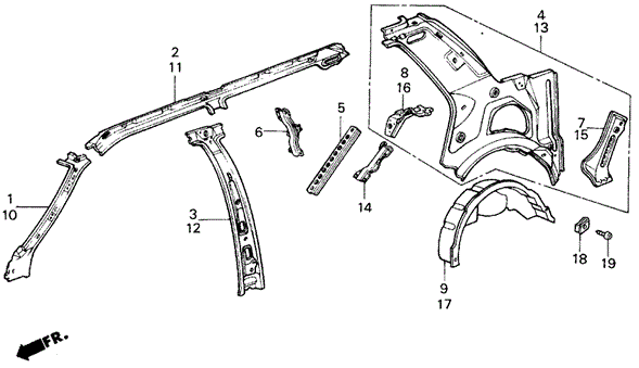 1986 Honda CIVIC SEDAN GL SUPPORT, R. RR. TRAY - (70589SB4310ZZ) 1986 Honda CIVIC SEDAN GL SUPPORT, R. RR. TRAY - (70589SB4310ZZ)