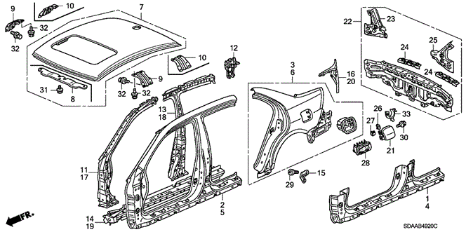 Body/Air Conditioning/Outer Panel - Rear Panel (Plasma Style Panel) for 2007 Honda ACCORD SEDAN #1