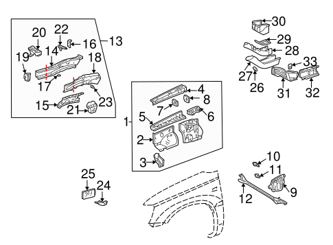 BODY/STRUCTURAL COMPONENTS & RAILS for 2005 Toyota Highlander #1