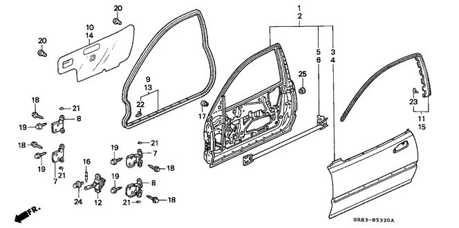 Body/Air Conditioning/Door Panel for 1993 Honda CIVIC COUPE #1