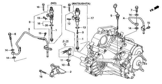 TRANSMISSION - AUTOMATIC/AT ATF PIPE - SPEEDOMETER GEAR for 1996 Honda CIVIC SEDAN #1